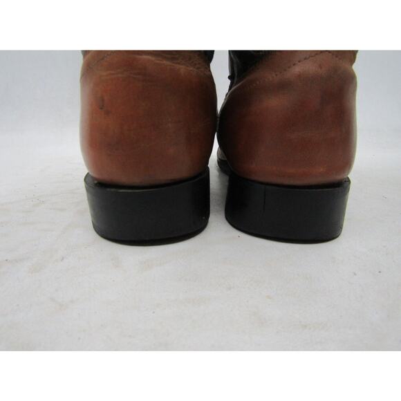 Old West Youth Size 3 D Blue Brown Leather Cowboy Western Boots - Picture 8 of 11